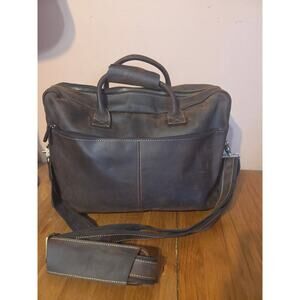 Kattee Leather Messenger Laptop Briefcase Dark Brown 17in Lots Of Storage!